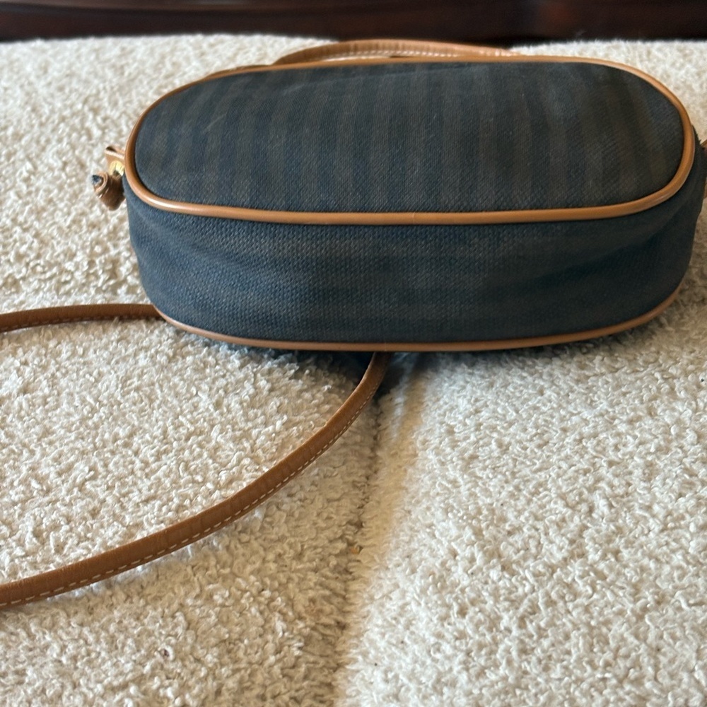 Vintage FENDI ROMA 1925 Brown and Tan Canvas and Leather Crossbody Bag - Picture 13 of 15